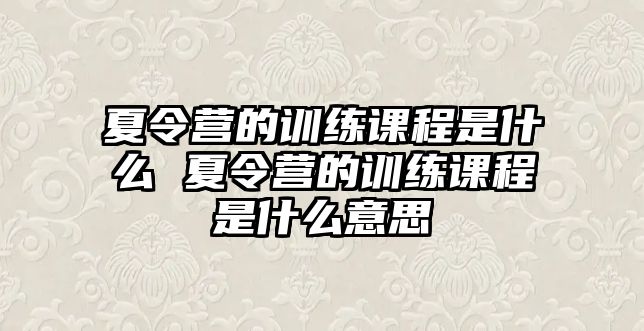 夏令營的訓練課程是什么 夏令營的訓練課程是什么意思