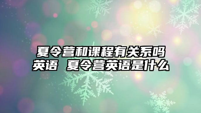 夏令營和課程有關系嗎英語 夏令營英語是什么