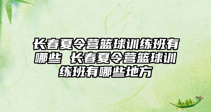 長春夏令營籃球訓(xùn)練班有哪些 長春夏令營籃球訓(xùn)練班有哪些地方