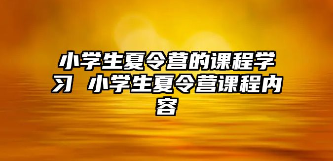 小學(xué)生夏令營的課程學(xué)習(xí) 小學(xué)生夏令營課程內(nèi)容