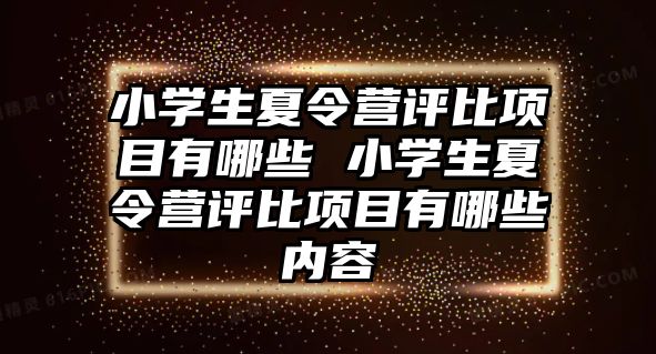 小學生夏令營評比項目有哪些 小學生夏令營評比項目有哪些內容