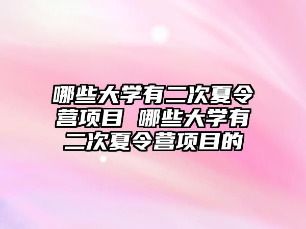 哪些大學有二次夏令營項目 哪些大學有二次夏令營項目的