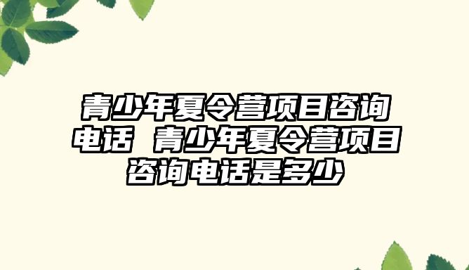 青少年夏令營項目咨詢電話 青少年夏令營項目咨詢電話是多少