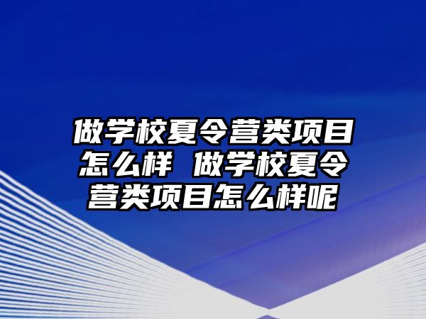 做學(xué)校夏令營類項目怎么樣 做學(xué)校夏令營類項目怎么樣呢