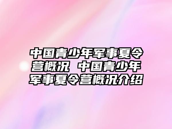 中國青少年軍事夏令營概況 中國青少年軍事夏令營概況介紹