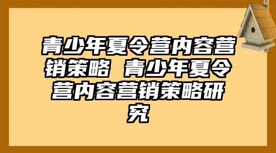 青少年夏令營內容營銷策略 青少年夏令營內容營銷策略研究