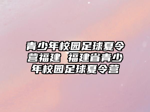 青少年校園足球夏令營福建 福建省青少年校園足球夏令營