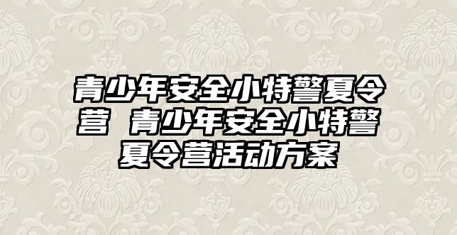 青少年安全小特警夏令營 青少年安全小特警夏令營活動方案