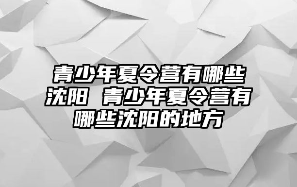 青少年夏令營有哪些沈陽 青少年夏令營有哪些沈陽的地方