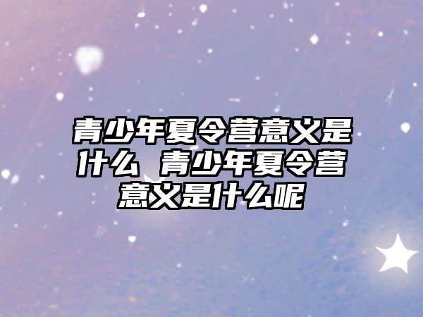 青少年夏令營意義是什么 青少年夏令營意義是什么呢