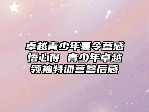 卓越青少年夏令營感悟心得 青少年卓越領袖特訓營參后感