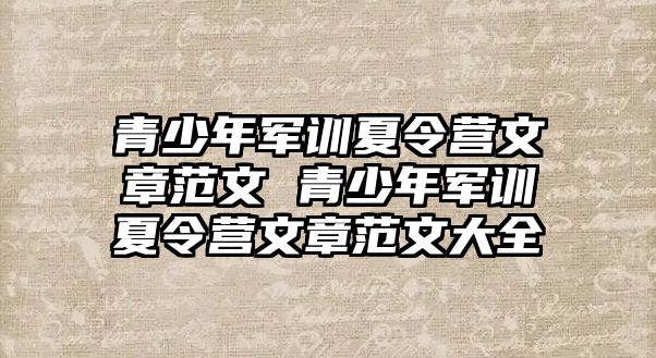 青少年軍訓夏令營文章范文 青少年軍訓夏令營文章范文大全