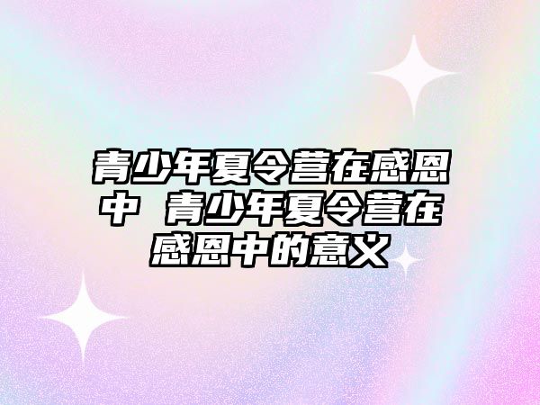 青少年夏令營在感恩中 青少年夏令營在感恩中的意義