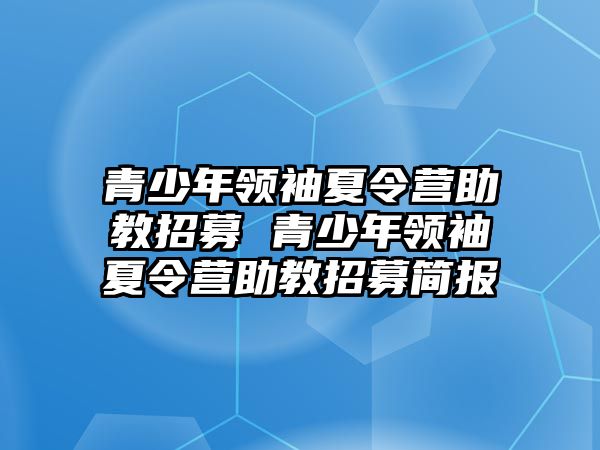 青少年領袖夏令營助教招募 青少年領袖夏令營助教招募簡報