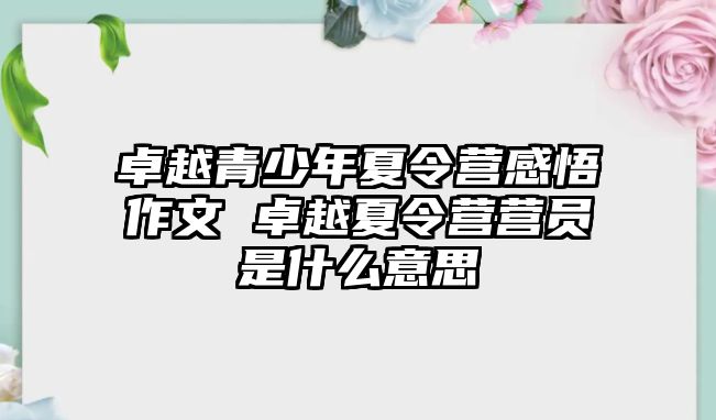 卓越青少年夏令營感悟作文 卓越夏令營營員是什么意思