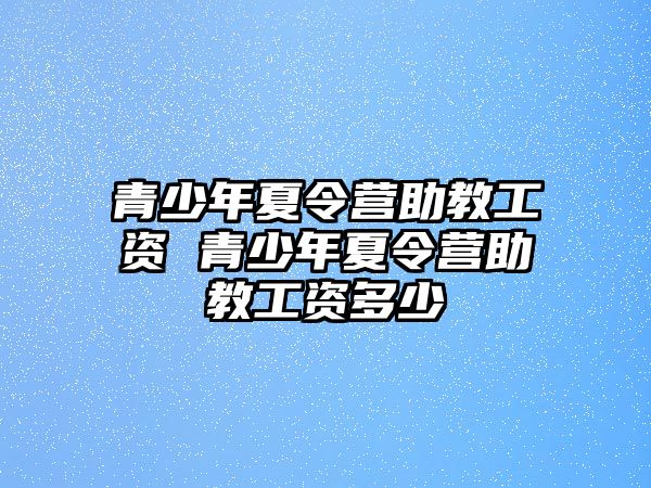 青少年夏令營助教工資 青少年夏令營助教工資多少