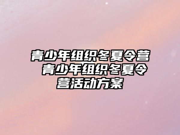 青少年組織冬夏令營 青少年組織冬夏令營活動方案