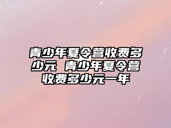 青少年夏令營收費多少元 青少年夏令營收費多少元一年