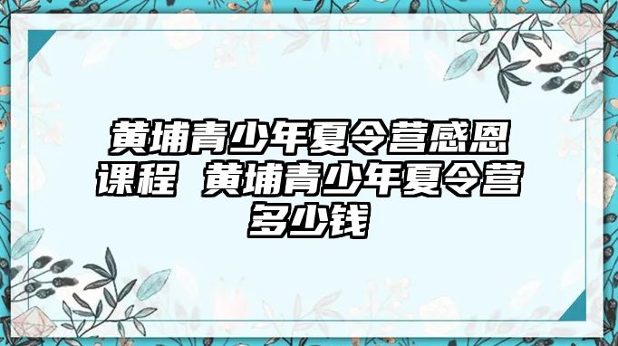 黃埔青少年夏令營感恩課程 黃埔青少年夏令營多少錢