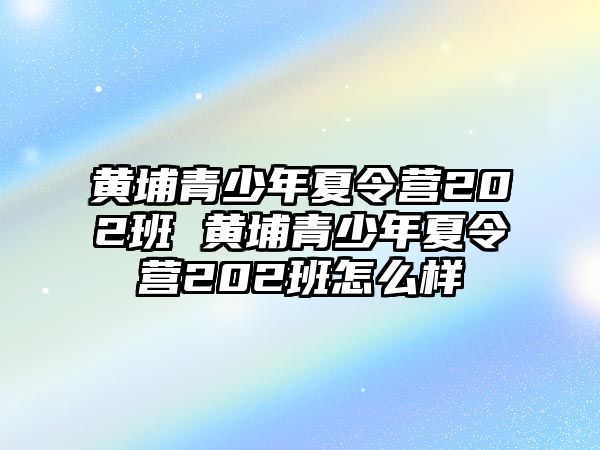 黃埔青少年夏令營202班 黃埔青少年夏令營202班怎么樣