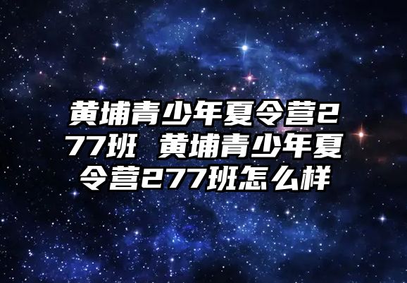 黃埔青少年夏令營(yíng)277班 黃埔青少年夏令營(yíng)277班怎么樣