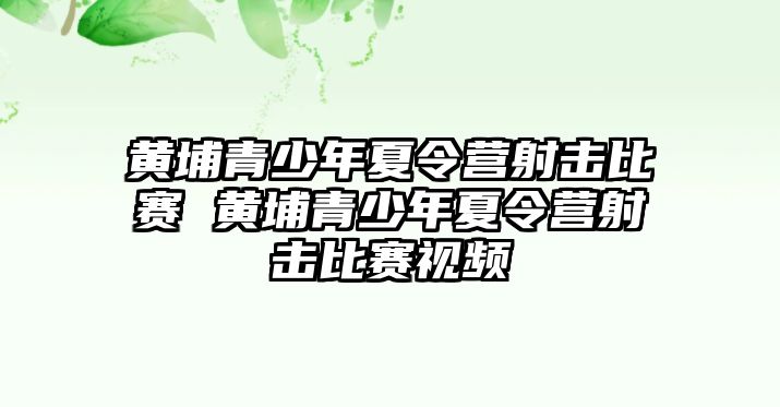 黃埔青少年夏令營射擊比賽 黃埔青少年夏令營射擊比賽視頻