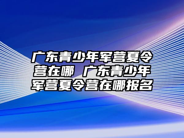 廣東青少年軍營夏令營在哪 廣東青少年軍營夏令營在哪報名