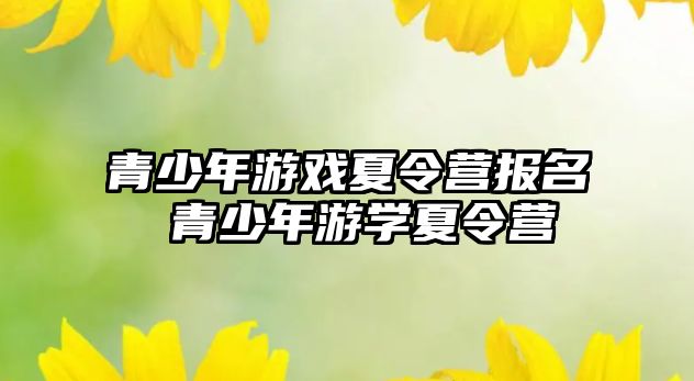 青少年游戲夏令營報名 青少年游學夏令營