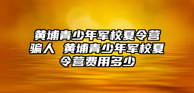 黃埔青少年軍校夏令營騙人 黃埔青少年軍校夏令營費用多少