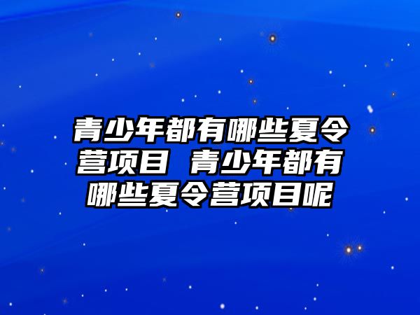 青少年都有哪些夏令營項目 青少年都有哪些夏令營項目呢