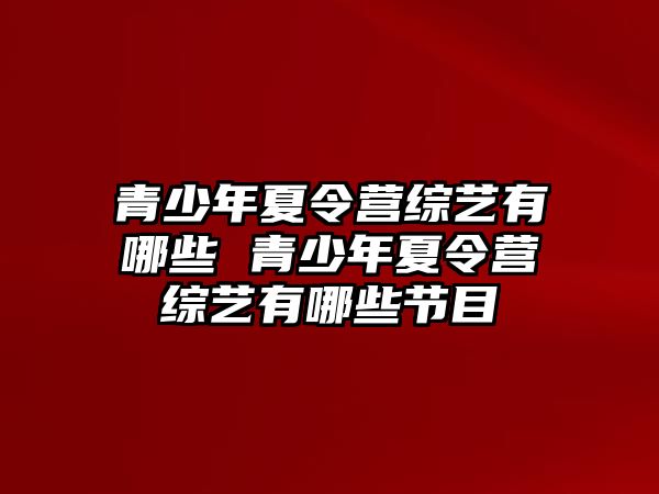 青少年夏令營綜藝有哪些 青少年夏令營綜藝有哪些節目