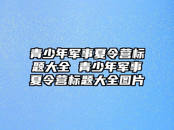 青少年軍事夏令營標題大全 青少年軍事夏令營標題大全圖片