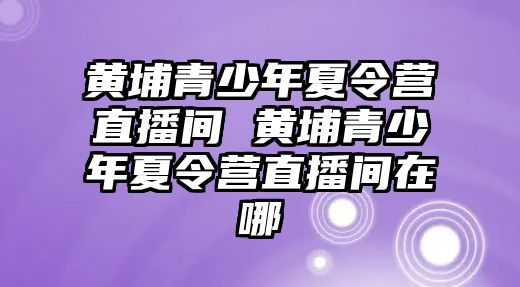 黃埔青少年夏令營直播間 黃埔青少年夏令營直播間在哪