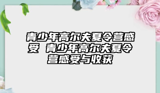 青少年高爾夫夏令營感受 青少年高爾夫夏令營感受與收獲