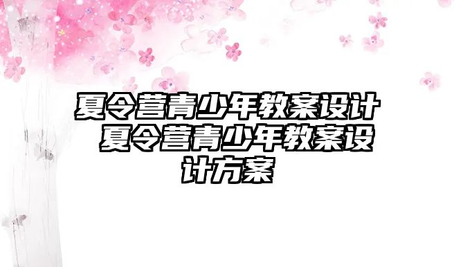 夏令營(yíng)青少年教案設(shè)計(jì) 夏令營(yíng)青少年教案設(shè)計(jì)方案