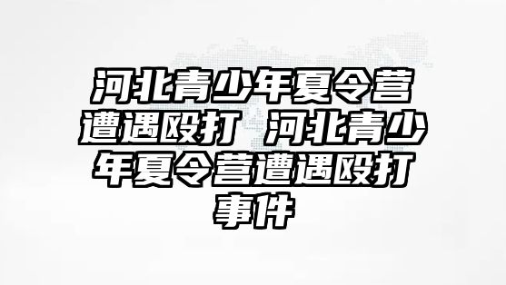 河北青少年夏令營遭遇毆打 河北青少年夏令營遭遇毆打事件