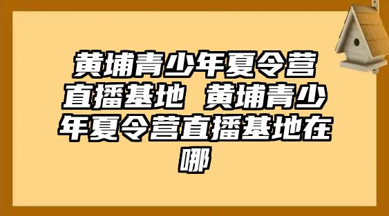 黃埔青少年夏令營直播基地 黃埔青少年夏令營直播基地在哪