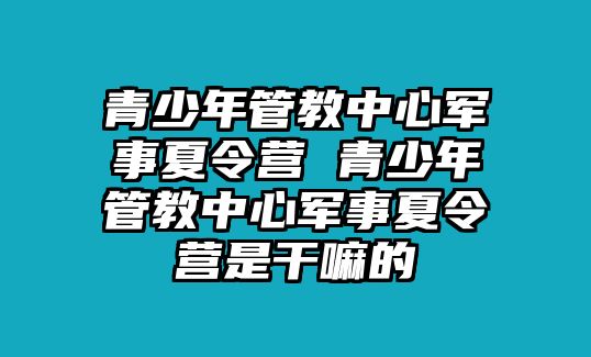 青少年管教中心軍事夏令營 青少年管教中心軍事夏令營是干嘛的