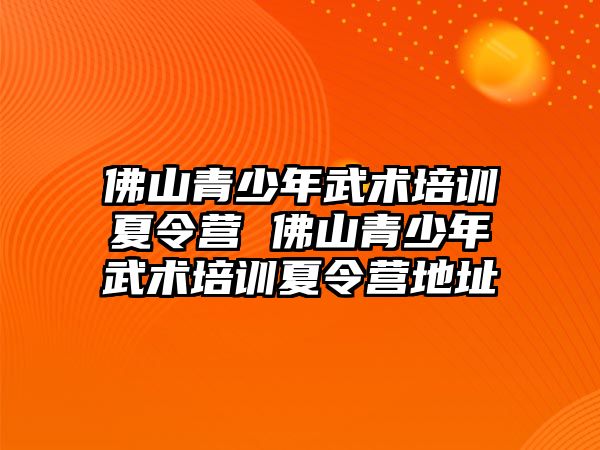 佛山青少年武術(shù)培訓(xùn)夏令營(yíng) 佛山青少年武術(shù)培訓(xùn)夏令營(yíng)地址