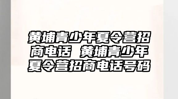 黃埔青少年夏令營招商電話 黃埔青少年夏令營招商電話號碼