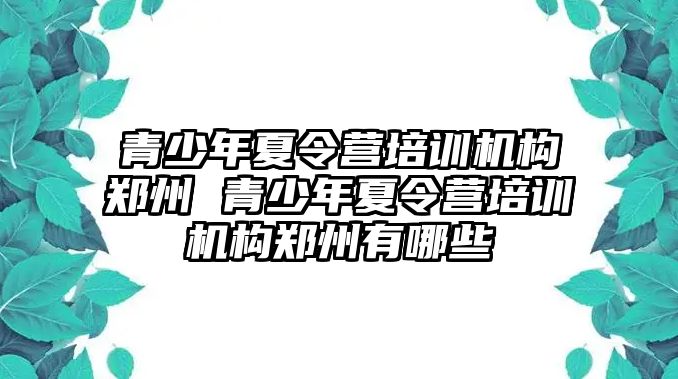 青少年夏令營培訓機構鄭州 青少年夏令營培訓機構鄭州有哪些