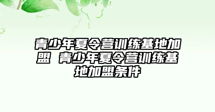 青少年夏令營訓(xùn)練基地加盟 青少年夏令營訓(xùn)練基地加盟條件