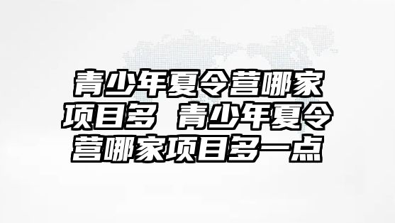 青少年夏令營(yíng)哪家項(xiàng)目多 青少年夏令營(yíng)哪家項(xiàng)目多一點(diǎn)