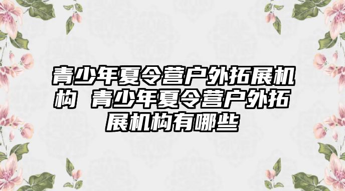 青少年夏令營戶外拓展機構(gòu) 青少年夏令營戶外拓展機構(gòu)有哪些