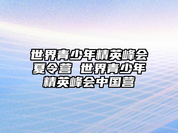 世界青少年精英峰會(huì)夏令營(yíng) 世界青少年精英峰會(huì)中國(guó)營(yíng)