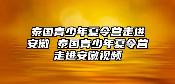 泰國青少年夏令營走進安徽 泰國青少年夏令營走進安徽視頻