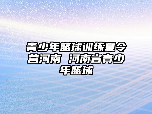 青少年籃球訓練夏令營河南 河南省青少年籃球