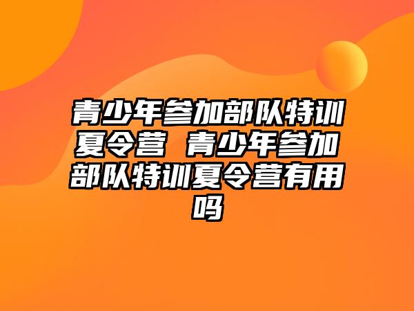 青少年參加部隊特訓夏令營 青少年參加部隊特訓夏令營有用嗎