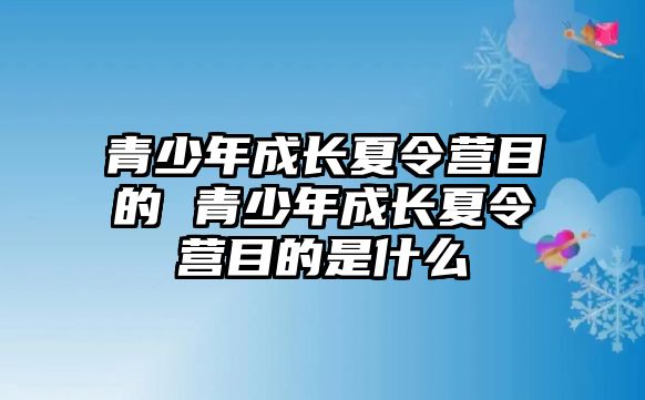 青少年成長夏令營目的 青少年成長夏令營目的是什么