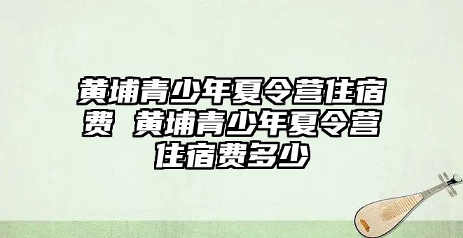 黃埔青少年夏令營住宿費 黃埔青少年夏令營住宿費多少